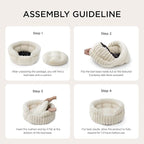 Bedsure ComfyFleece™ Small Cat Bed, Washable Round Cute Pet Beds for Indoor Cats, Super Soft Corduroy Kitten Bed with Anti-Slip Bottom, 20''x20''x8'', Cream