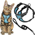 Voyager Escape-Proof Step-in Lock Cat Harness & 5ft Neoprene-Handle Leash Set All-Weather Mesh with Reflective Stitching for Small to Large Cats by Best Pet Supplies, Black Trim-Baby Blue (327), XS