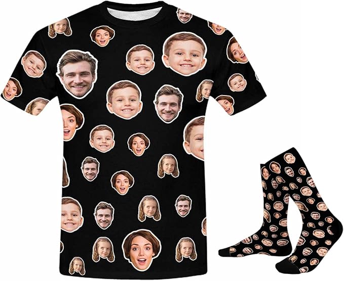 M YESCUSTOM Custom Funny Tshirts for Men Women Personalized Face Tshirt with Picture Customized Tee Gift for Dad Mom Husband