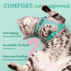 rabbitgoo Cat Harness and Leash for Walking, Escape Proof Soft Adjustable Vest Harnesses for Cats, Easy Control Breathable Reflective Strips Jacket, Green&Pink, M