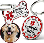 Engraved Personalized Service Dog Tag - Stainless Steel Custom ID Tags for Service Dogs - Essential Therapy Pet Name Badge for Collars, Vests, Harnesses - for Most Breeds, Small to Large