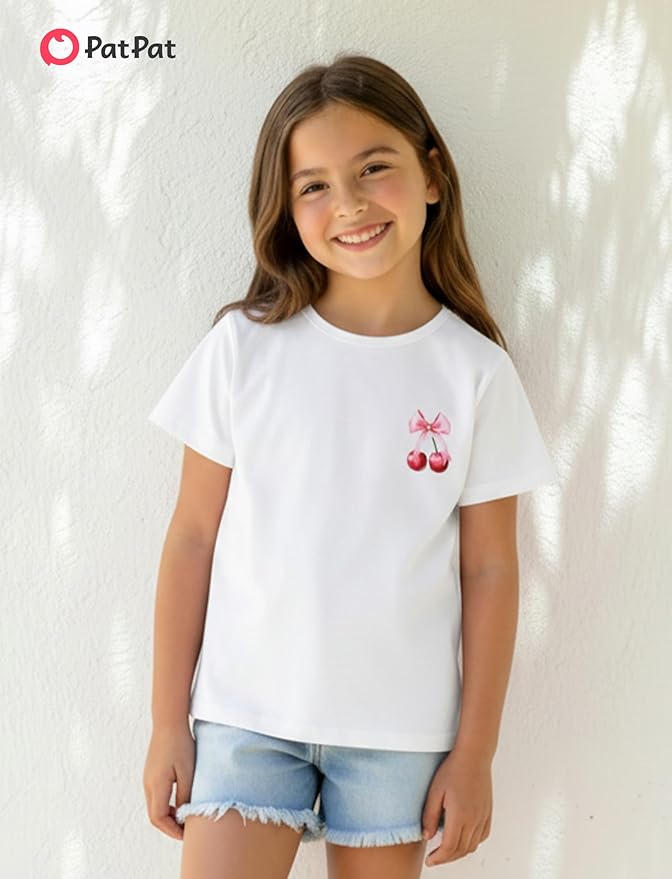 PATPAT Girls Crewneck Short Sleeve Graphic Tees Animal Print Shirts Cute Summer Outfits 5-12 Years