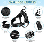 SlowTon No Pull Small Dog Harness and Leash Set, Puppy Soft Vest Harness Neck & Chest Adjustable, Reflective Lightweight Harness & Anti-Twist Pet Lead Combo for Small Medium Dogs (Black, XXS)
