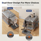 FURTIME XXXL Extra Large Stainless Steel Litter Box with Lid, Large Enclosed Cat Litter Box for Big Cats, Metal Cat Box with High Sided Enclosure & Scoop, Grey