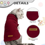 EXPAWLORER Soft Cat Sweater - Sweaters for Cats Only Warm Kitten Clothes, Fall and Winter Pet Coat Pullover Design, Fleece Sweatshirt Clothing Also for Puppy Small Dogs, Red Small