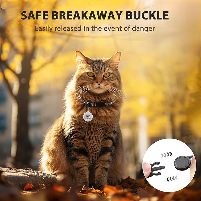 Cat Collar Breakaway with QR Code Name Tag, Reflective Kitten Collars with Bell, Cat ID Tag Personalized, Ultra-Durable, Adjustable, Quick Release, Fits Most Girl Boy Small Large Cats (8''-13.3'')