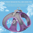 AIITLE Dog Harness, No-Pull Cat Harness with a Leash, Adjustable Reflective Dog Vest, Cat Harness Escape Proof, Outdoor Walking, Running,Training for Extra Small Dogs and House Cats Purple XXXS