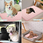 SOMOYA Dog Self Cooling Mat, Pet Washable Cooling Pad Blanket, Ice Silk Sleep Kennel Bed, Non-Toxic Breathable for Large Dogs Cats, Beach (Pink, 27.5x39.4 in)