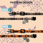 Lionet Paws 2pcs Pack Cotton Cat Collar,Breakaway Buckle with Halloween and Brand Pendant Cute Adjustable Cat Kitten Collar,Ideal for Girl Cats