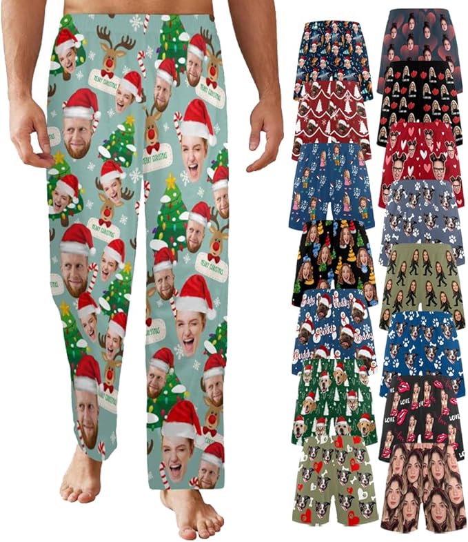 Custom Pajama Pants for Men, Personalized PJ Pants with Photos, Custom Mens Pajama Shorts, Gifts for Dad Husband