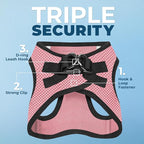 Best Pet Supplies - All Weather Mesh / Plush, Reflective, No Pull Harness for Small, Medium Dogs, Cats - Secure with Hook & Loop Fastener, Buckle, Double D-Rings - Pink/Black Trim, L