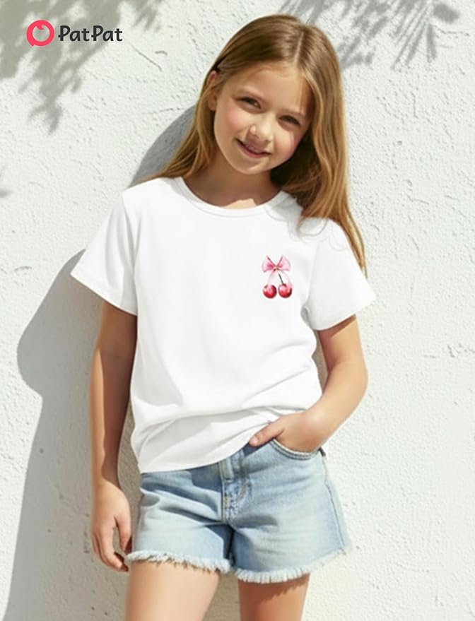 PATPAT Girls Crewneck Short Sleeve Graphic Tees Animal Print Shirts Cute Summer Outfits 5-12 Years