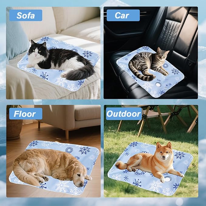 Dog Cooling Mat, Cooling Mat for Dogs & Cat, Provides Instant Relief for Small, Medium, Large Dogs, Washable, Non-Slip Design, Perfect for Hot Summer Days to Keep Pets Comfortable (L 23.6''*35.4'')