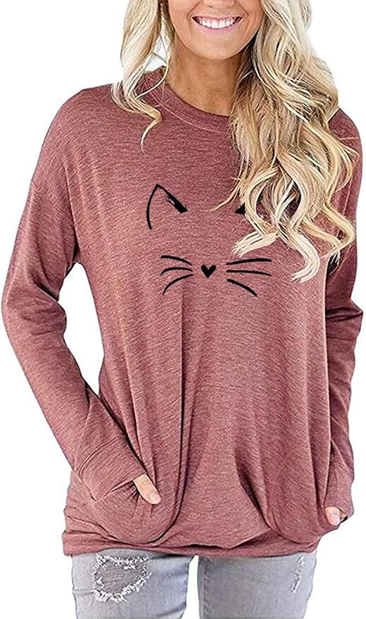 Akihoo Womens Casual Long Sleeve Tunic Tops Crew Neck Shirt Blouses