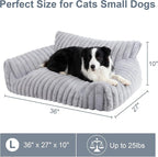 Cute Dog Cat Couch for Medium Large Dogs,Fluffy Pet Sofa Dog Couch Bed with Premium Soft Corduroy Fleece,Cute Washable Dog Bed Medium Large Size Dog,Supportive Cat Sofa Pet Bed(36x27x10,Grey)