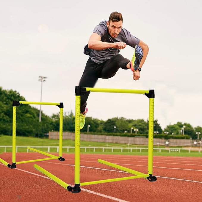 Hurdles Training Equipment, Adjustable Height Hurdles Track and Field, Agility Speed Jumping Training Equipment for Soccer Basketball Football Dogs, Detachable-Green