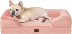 EHEYCIGA Orthopedic Dog Bed for Small Dogs, Waterproof Memory Foam Small Dog Beds with Sides, Non-Slip Bottom and Egg-Crate Foam Medium Pet Couch Bed with Washable Removable Cover, Dusty Pink