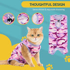 Avont Cat Recovery Suit - Kitten Onesie for Cats After Surgery, Cone of Shame Alternative Surgical Spay Suit for Female Cat, Post-Surgery or Skin Diseases Protection -Purplecamo(M+)
