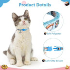BINGPET Christmas Breakaway Cat Collar with Bell,3 Pack Cat Collars for Girl Cats, Cute Kitty Collars Accessories with Donut & Sushi & Pizzas(Yellow/Pink/Blue)