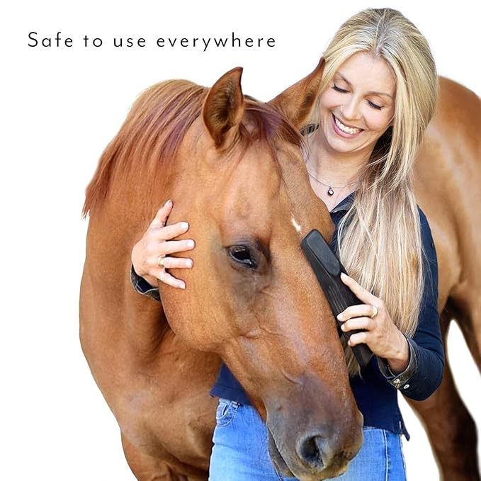 StripHair Gentle Groomer - Original for Horses Dogs 6-in-1 Shedding Grooming Massage Tool (Black)