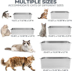 Kirecoo Stainless Steel Cat Litter Box, Large Metal High Sided Cat Pan Box, Indoor Litter Tray, Non Stick, No Smell, Easy to Clean, Pet Toilet Supplies for Cats