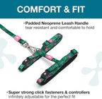 Max and Molly Adjustable Cat Harness and Leash Set - Escape-Proof Cat Harness with Leash for Outdoor Walking and Exploring, Soft Padded Double Stitched Fabric (Tropical)