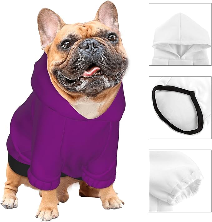 Custom Dog Hoodie, Purple, XS, Small Dogs, Polyester, Personalized, Comfortable, Cozy, Warm, Casual, Winter