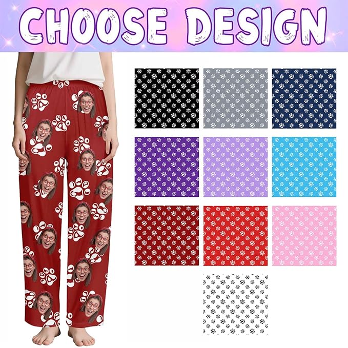 Custom Couple Pajama Pants Sock with Funny Face, Personalized PJ Anniversary Birthday Women Men Pants