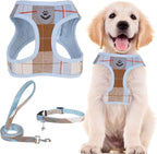 PUPTECK Adjustable Dog Harness Collar and Leash Set Step in No Pull Pet Harness for Small Medium Dogs Puppy and Cats Outdoor Walking Running, Soft Mesh Padded Reflective Vest Harnesses, BlueBrown M