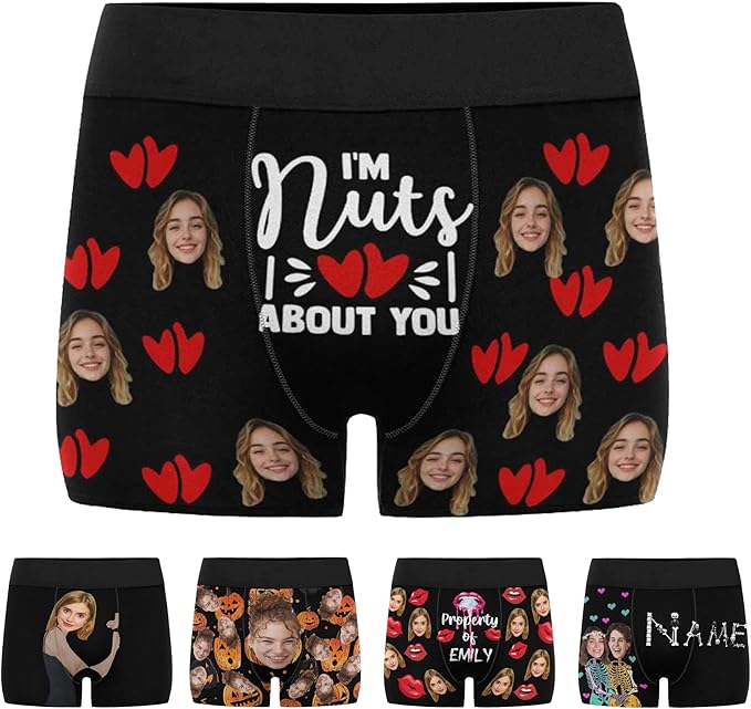 M YESCUSTOM Custom Faces Funny Short Briefs Gift for Husband Underwear