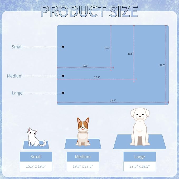 NACOCO Pet Cooling Mat Cat Dog Cushion Pad Summer Cool Down Comfortable Soft for Pets and Adults (M, Blue)