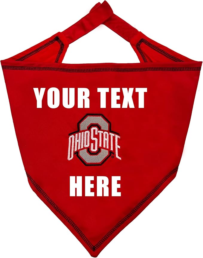Pets First NCAA Ohio State Buckeyes Personalized Tie Bandana for Dogs & Cats, Size Large/X-Large. Custom Dog Bandana Scarf Bib for Pet Cat Dog. The Ultimate Game-Day & Party Customizable Bandana