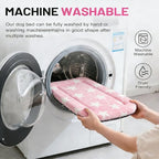 Dog Bed Mat, Reversible Crate Pad & Cute Dog Bed - Machine Washable Kennel Mat with Ultra Soft for Small Dogs (Big&Small Stars Pink, 24" L*18" W*1.5" Th)