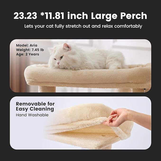 Gardner Pet 41" Tall Cat Tree for Large Cats, Heavy Duty Cat Trees Tower with 3.2in Posts & Washable Top Perches & Replaceable Natural Sisal
