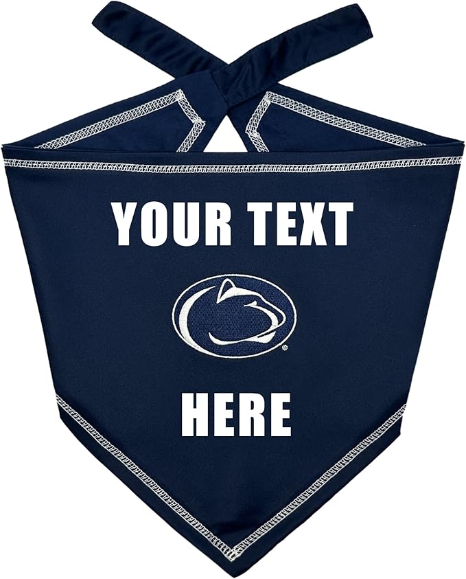 Pets First NCAA Penn State Nittany Lions Personalized Tie Around Bandana for Dogs & Cats, Size Small/Medium. Custom Dog Bandana Scarf Bib for Cat Dog. Ultimate Game-Day & Party Customizable Bandana