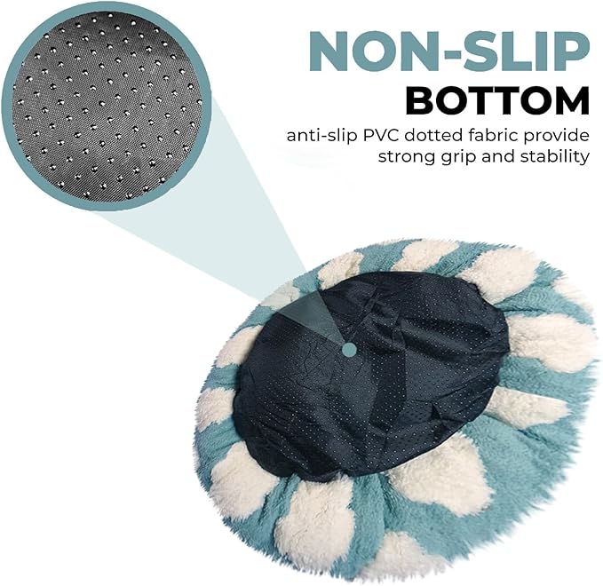 Whiskers & Friends Cat Bed, Cat Beds for Indoor Cats Washable, Orthopedic Soft Fluffy Round Calming Pet Bed for Small to Large Kitty Kittens & Dogs, Small Dog Beds & Furniture