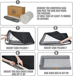 Patas Lague Orthopedic XL Dog Bed Large Sized Dog 48''X30'', Waterproof L Bolster Big Pet Sofa Beds with Removable Washable Cover, Soft Comfortable Pet Couch Crate Mat with Nonskid Bottom, Black