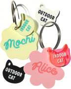 Personalized Pet ID Name Tag Charm – Custom Engraved Contact Information – Acrylic Collar Pendant w/Stainless Steel Ring for Harnesses – Lightweight for Dogs Cats (Wavy, Pastel Yellow)
