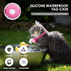 Cat Tracker, GPS Tracker Compatible with Apple Find My App(Only iOS), Waterproof Cat Tracker Collar with Bell and Safety Elastic Buckle, No Monthly Fee Pet Trackers, Works with Any Collar, Pink