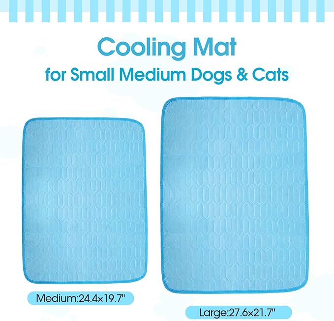 IDOMIK Dog Cooling Mat for Large Medium Small Dogs, Self Cooling Pet Mat, Washable Cooling Pad for Dogs & Cats, Summer Cool Bed for Crate, Floor, Sofa, Travel, Non-Toxic & Breathable,Blue,M