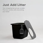 IRIS USA Cat Litter Box, Large Cat Box Enclosure, Top Entry with Litter Catching Lid, Enclosed with Scoop, Black/Gray