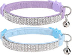 EXPAWLORER Soft Velvet Safe Cat Collars for Girl Cats - Rhinestones Bling Diamante Adjustable Collars Breakaway- Chirstmas Cat Clollar Gifts with Bells for Boy Cats Kitty and Small Dogs