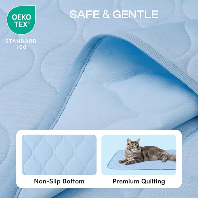 Luciphia Waterproof Cooling Blanket for Dogs Couch Cover Q-MAX>0.5, Leakproof Pet Mat Non-Slip for Cat Puppy Crate Bed Protector Outdoor Throw (Light Blue, 60x80 inches)