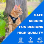 Travel Cat Harness and Leash Set - Adjustable Fit Mesh Cat Harness and Reflective Strap - Comfort Walking Vest for Kitten for Outdoor Walking, Hiking (Medium, Black)