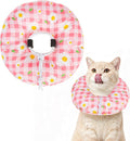 BEAUTYZOO Cat Cone Collar Soft, Cat Donut Recovery Collar after Surgery to Stop Licking, Kitten E Collars Neck Pillow Cone for Cats, Adjustable Elizabeth Pet Collars for Puppy Small Dogs, Pink Daisy S