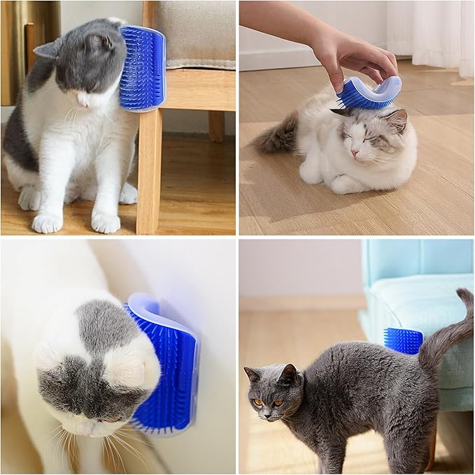 Kingtree Cat Corner Scratcher Self Groomer with Catnip, 2 Pack Softer Cat Face Scratchers Wall Corner Grooming Massage Combs for Long & Short Fur Cats