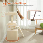 PETEPELA Small Cat Tree for Indoor Cats, 32'' Cute Cat Tower Cat Condo with Sisal Scratching Ramp, Cozy Hammock and Removable Top Bed Perch for Kittens, Beige