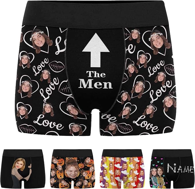 M YESCUSTOM Custom Faces Funny Short Briefs Gift for Husband Underwear