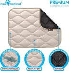 Paw Inspired Washable Padded Crate Mats for Dogs | 23” x 17” Pad, Fits 24-inch Kennels | Leakproof, Waterproof Bottom, Plush Pet Beds (Tan)