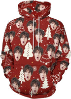 Artsadd Custom Face Unisex athletic Pockets Sweatshirt Loose Hoodie Custom Christmas Long Sleeve Sweatshirt Hooded Pullover